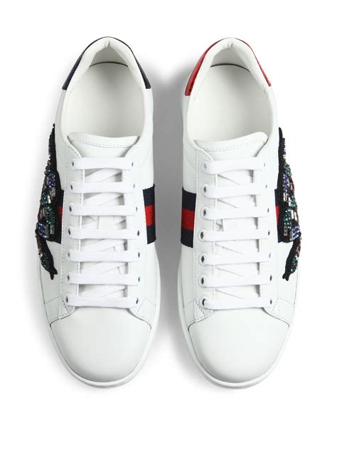 gucci snake embroidered trainers|gucci women's sneakers.